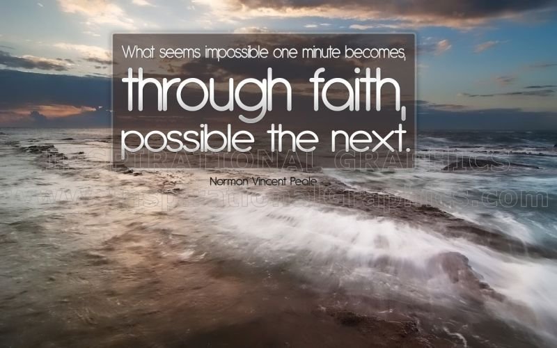 Through Faith by Norman Vincent Peale Inspirational Quote Graphic [242-11022]